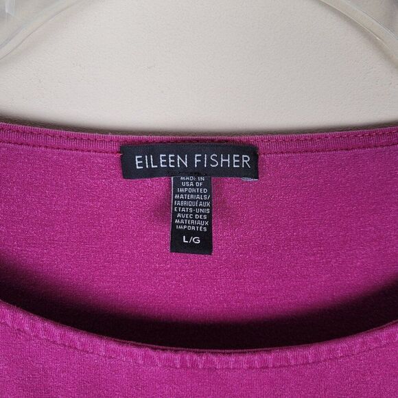 Eileen Fisher Tencel Stretch Jersey T-Shirt Dress Short Sleeve Dark Pink Size L - Picture 15 of 15